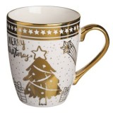 Cana Ceramica de Craciun cu Decorare Aurie din Folie, CMCLASS