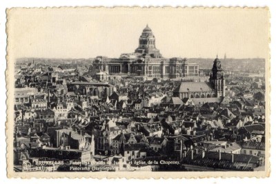 AD 1028 C. P. VECHE -BRUXELLES -PANORAMA(PALAIS DE JUSTICE ET EGLISE..) -BELGIA foto