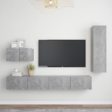 VidaXL Set de dulapuri TV, 4 buc., gri beton, lemn prelucrat