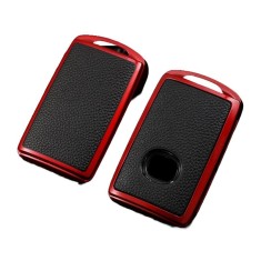 Husa Cheie Compatibila cu Mazda CX30, Smartkey, 3 Butoane, Tpu, Aspect Piele, Rosie