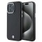 Husa BMW iPhone 15 Pro Max Leather Signature Wrapped Metal MagSafe, negru, BMHMP15X23PUFWK