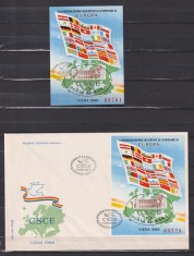 ROMANIA 1986 LP 1168 C.S.C.E. VIENA 86 FDC SI COLITA PRIMA ZI foto