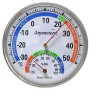 Termometru Higrometru Analogic Metalic, Cadran ALB, Interior -25&deg;C +55&deg;C, Umiditate 20-100%, Montare pe Perete/Mobilier