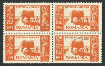 EROARE ,, REFORMA AGRARA &amp;#039;&amp;#039; 1946 -- LITERA ,, A &amp;#039;&amp;#039; . CU OBLICA / MNH . foto