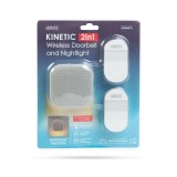 Sonerie si lumina de noapte fara fir si fara baterii 2in1 Kinetic cu 2x Sonerii exterioare alb delight 55346WH-2