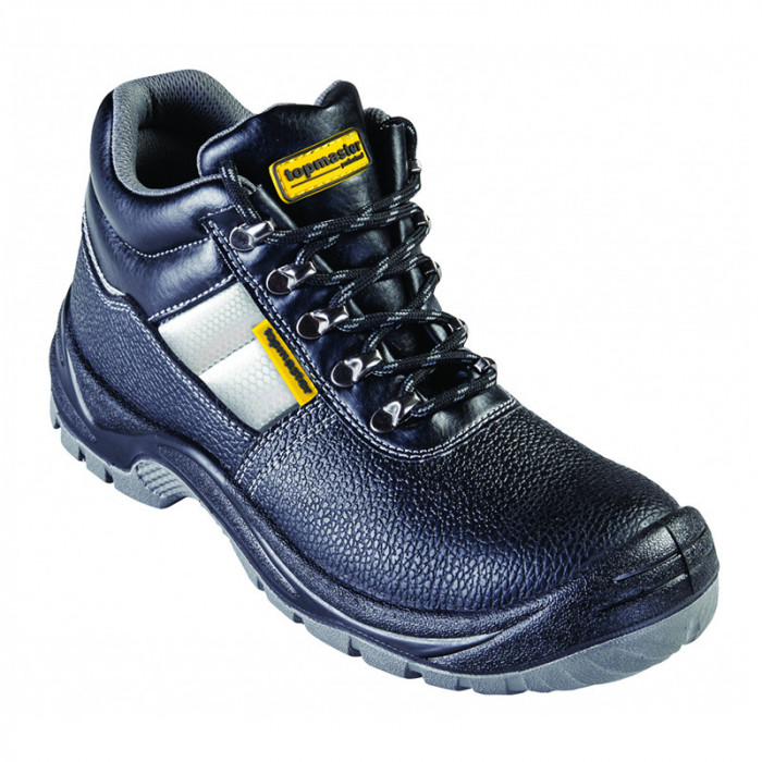 Pantofi de protectie S3 Top Master, marimea 42, piele naturala, bombeu metalic, parti reflectorizante, Negru/Gri