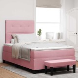Cumpara ieftin Pat cu arcuri cu headboard Roz 200 x 120 cm Catifea