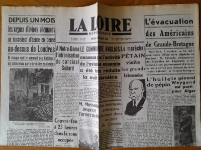 ZIARE VECHI-La Loire republicaine 1940 - al doilea Război mondial. foto