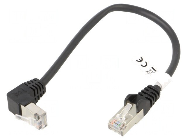 Patch cord F/UTP 5e ecranat negru 0,25m