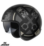 Casca pentru scuter - motocicleta Axxis model Hornet S SV Skulls Illustrated B1 negru mat (ochelari soare integrati) &ndash; omologare noua ECE 22.06 S (55/