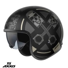 Casca pentru scuter - motocicleta Axxis model Hornet S SV Skulls Illustrated B1 negru mat (ochelari soare integrati) &ndash; omologare noua ECE 22.06 L (59/