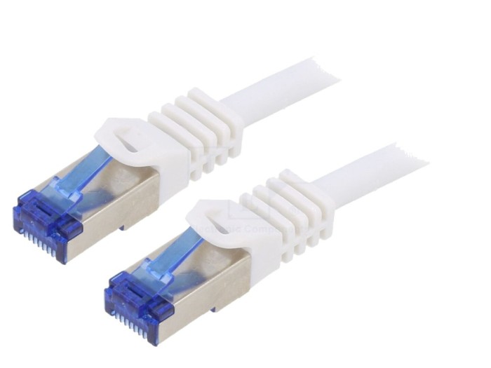 Cablu Patch Cord S/FTP Cat 6a Alb 1.5m