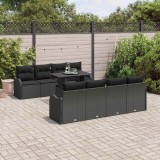 VidaXL Set de canapele pentru grădină 9 pcs Negru 100 x 55 x 73 cm