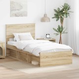 Cumpara ieftin Cadru de pat Stejar Sonoma 90 x 190 cm Lemn de pin masiv