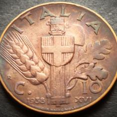 Moneda istorica 10 CENTESIMI - ITALIA FASCISTA, anul 1938 * cod 3471 B = patina