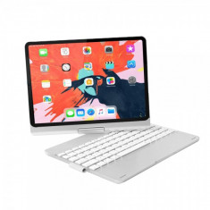 Husa carcasa cu tastatura LED rotativa Bluetooth Wireless si suport TouchPen pentru Ipad Pro 11, argintiu foto
