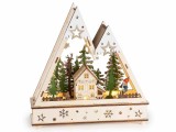 Cumpara ieftin Decoratiune Craciun lemn multicolor cu led 27x6.5x27.5 cm