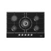 Plita incorporabila Heinner HBH-M705IWFGBK, Gaz, 5 arzatoare, Gratar fonta, Wok, Aprindere electrica, Dispozitiv de siguranta, 75 cm, Sticla neagra
