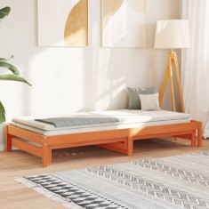 vidaXL Pat de zi cu extensie, maro ceruit, 80x200cm, lemn masiv de pin 844403