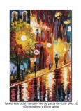 Cumpara ieftin Tablou pictat manual, Pe strada felinarelor, 60x40cm ulei pe panza in cutit efect 3D
