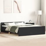 Cumpara ieftin Cadru pat cu tăblie de cap/picioare, negru, 135x190 cm