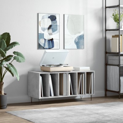 vidaXL Dulap pentru discuri gri beton, 100x38x48 cm, lemn prelucrat 831752 foto