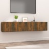 VidaXL Comode TV, 2 buc., stejar fumuriu, 80x30x30 cm, lemn prelucrat
