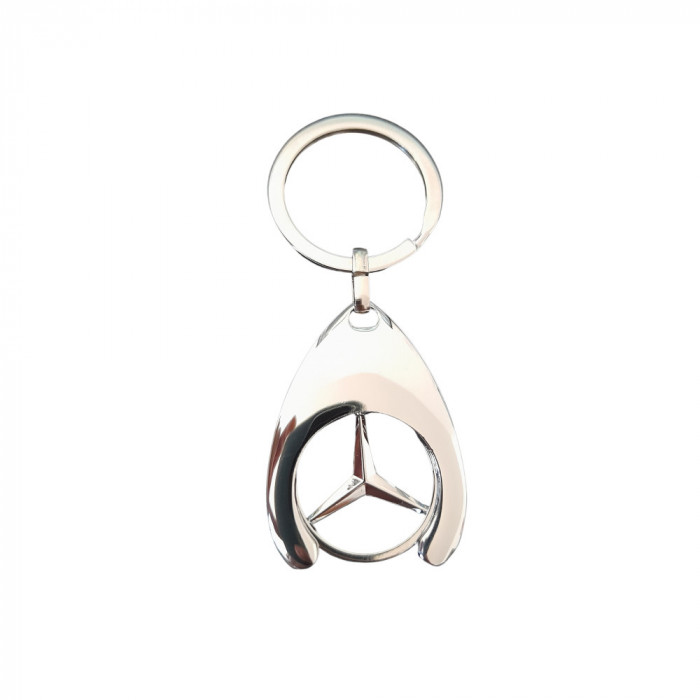 Breloc de chei IdeallStore, Silver Mercedes, 7.5 cm, metal, argintiu