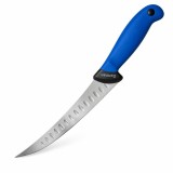Cutit macelar albastru 33 cm, lama 21 cm curbata cu alveole, 125 g, otel inoxidabil, maner ergonomic, pentru transare si fasonare carne