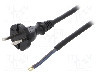Cablu alimentare AC, 4m, 2 fire, culoare negru, cabluri, CEE 7/17 (C) mufa, PLASTROL - W-97189