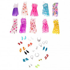 Set de haine pentru papusi cu accesorii, 43 de elemente, Gonga® Multicolor