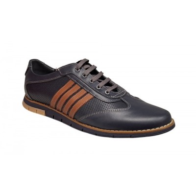 Pantofi barbati sport din piele naturala , Bleumarin, Maro - GKR92BLM foto