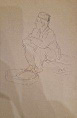 Otilia Michail Oteteleșanu, Asteptare (1909), creion/ hartie foto