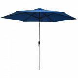 Umbrelă de soare de exterior cu st&acirc;lp metalic, azur, 300 cm, vidaXL