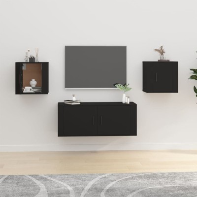 vidaXL Dulapuri TV montate pe perete, 2 buc., negru, 40x34,5x40 cm 816643 foto