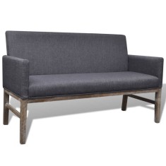 vidaXL Bancă cu perne căptușite, textil, lemn de hevea, gri &icirc;nchis
