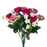 Buchet decorativ artificial cu flori alb roz,plastic,36 cm