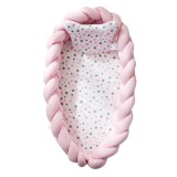 Set Patut Portabil Bebe, Cuib Baby Nest cu Perna, Saltea si Bumper, Bumbac, 90x50 cm