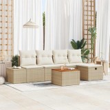 Cumpara ieftin Set de canapele pentru grădină cu pernă 6 pcs Bej Rattan poli