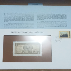 Romania 1 Leu 1966 in folder american tip plic , UNC , necirculata
