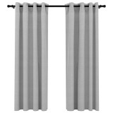 Cumpara ieftin Draperii opace, aspect in, cu ocheti, 2 buc., gri, 140x175 cm