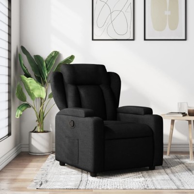 vidaXL Fotoliu rabatabil, negru, material textil foto