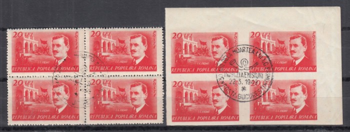 1949 LP 252 LP 252 a I.C. FRIMU BLOCURI 4 TIMBRE STAMPILA PRIMA ZI A EMISIUNII
