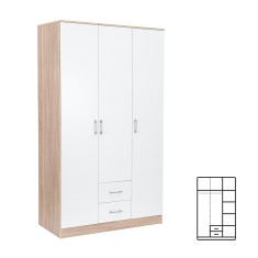 Dulap Miami 120x205 cm alb-stejar sonoma