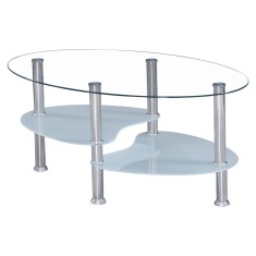 Masuta cafea sticla otel Wave 90x55x41 cm