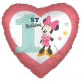 Balon folie inima Minnie 1st Birthday 43 cm, Anagram