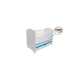 Cumpara ieftin Patut Eurogloria Como cu sertar - Alb cu Albastru + Saltea Cocos 10 cm
