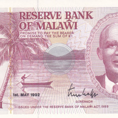 Bancnota Malawi 1 Kwacha 1992 - P23b UNC