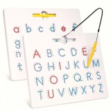 Cumpara ieftin Tabla magnetica 2 in 1 pentru trasarea alfabetului, litere mari si mici, set educativ, 32x25,5 cm