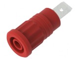 Conector banană 4mm soclu 36A 1kV roşu nichelat cu izolaţie